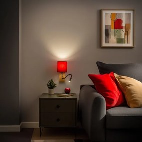 Brilagi-LED Fali lámpa NUBILA WOOD 1xE27/25W/230V+LED/3W tölgy/Pompeiai piros