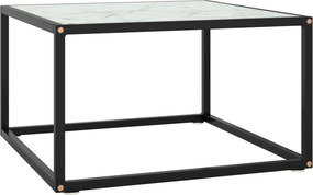vidaXL fekete dohányzóasztal fehér márvány mintás üveggel 60x60x35 cm