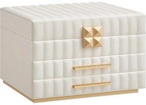 3 szintes ékszerdoboz tükörrel, ékszertartó 2 fiókkal, felhőfehér