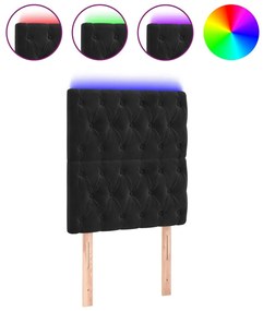 fekete bársony LED-es fejtámla 80x7x118/128 cm