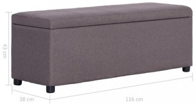 szürkésbarna poliészter pad tárolórekesszel 116 cm