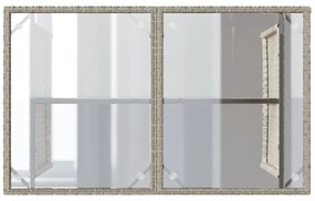szürke polyrattan üveglapos kerti asztal 110x68x70 cm