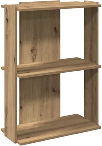 vidaXL 3 szintes kézműves tölgy szerelt fa könyvespolc 60x30x80 cm