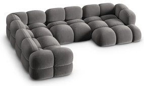 Szürke bársony sarokkanapé (bal oldali-U alakú) Loretto – Cosmopolitan Design