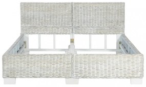 szürke természetes rattan ágykeret 140 x 200 cm