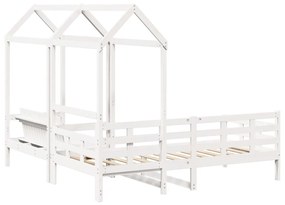 fehér tömör fenyőfa kanapéágy és pad tetővel 80 x 200 cm