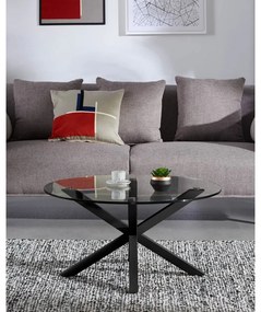 Fekete kerek dohányzóasztal üveg asztallappal ø 82 cm Argo – Kave Home