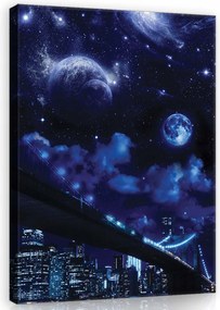 Vászonkép 60x80 Csillaghíd Fantázia az éjszakai város felett kontrasztos kép