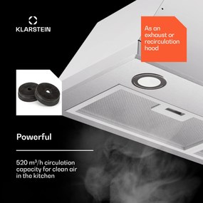 Klarstein Paolo 72 beépíthető páraelszívó 72 cm 520 m³/h LED Touch A++