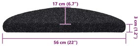 20 db öntapadós lépcsőszőnyeg, 56 x 17 x 3 cm, fekete, félkör alakú