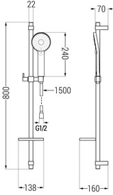 Mexen Pecos DQ40 zuhanygarnitúra, króm - 72704DQ40-00
