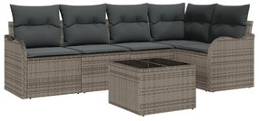 5 darabos kert kanapé szett párnákkal fekete poli-rattan, 2 személyes kert kanapé tárolóval és párnákkal szürke poli-rattan
