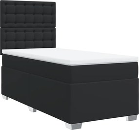vidaXL fekete műbőr rugós ágy matraccal 90x190 cm