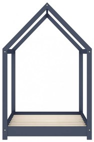 szürke tömör fenyőfa gyerekágy-keret 70 x 140 cm