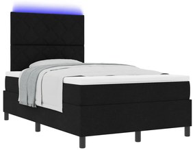 Rugós ágy matraccal és LED - Fekete - 120x190 cm - Szövet