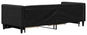 fekete kihúzható szövet heverő fiókokkal 80 x 200 cm
