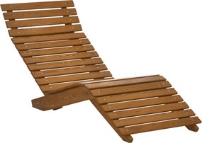 Outsunny Napozóágy, Fotel, Kerti Napozó, Pihenőszék Medence Mellett, Erkélyre, 120 kg-ig Terhelhető, Tömörfa, Teak, 66 x 170 x 77 cm | Aosom