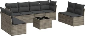 vidaXL 9 részes szürke polyrattan kerti ülőgarnitúra párnákkal