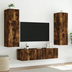 füstös tölgy színű fali TV-szekrény LED-ekkel 60x35x31 cm