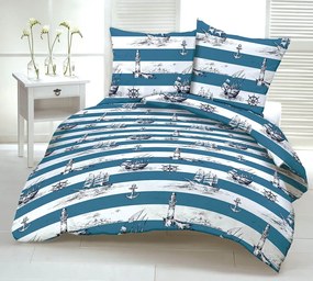 Tengerész pamut lepedők TiaHome - 1x Párna 90x70cm, 1x Paplan 140x200cm