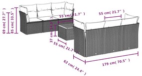 7 részes bézs polyrattan kerti ülőgarnitúra párnákkal