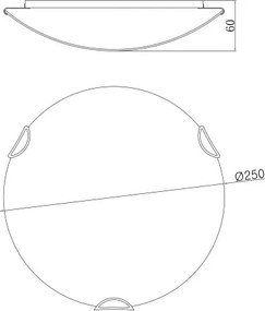 Globo 40402-1 Mennyezeti króm, fehér üveg ø: 250, H:60, exkl. 1xE27 ILLU 60W 230V