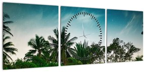 Kép - pálmafák (órával) (90x30 cm)