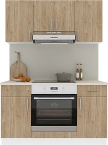 Karo V5 konyhabútor 28 mm-es Thermo munkalappal, Natúr fa / Fehér, 140 cm