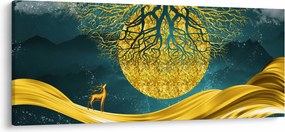 Kép - absztrakció, arany táj (120x50 cm)