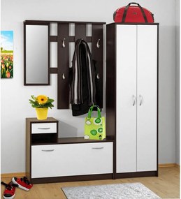 Polcos szekrény, wenge, fehér, MECKI