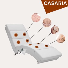 Casaria® London nyugágy masszázs és melegítő funkcióval - fehér