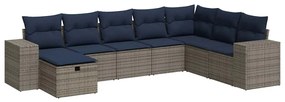 vidaXL 8 részes szürke polyrattan kerti ülőgarnitúra párnákkal