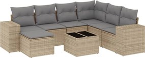 vidaXL 8 részes bézs polyrattan kerti ülőgarnitúra párnával