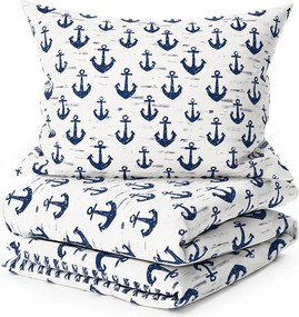 Pamut ágynemű NAVYSTA POLY kék-fehér Ágyneműhuzat mérete: 70 x 90 cm | 140 x 200 cm