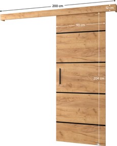 Tolóajtó, tölgy craft arany/tölgy craft arany/fekete, SALDOR 90 4