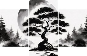 Kép – Fekete-fehér bonsai (90x60 cm)