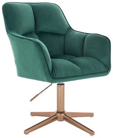 HR550CROSS Sötétzöld modern velúr szék arany lábbal