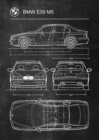 Poszter Bmw E39 M5 Retro Poster diagram