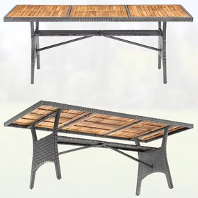 Deuba Takeo rattan asztal 190x90x74 cm - szürke/akácfa