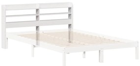 fehér tömör fenyőfa fejtámla polcokkal 160 cm