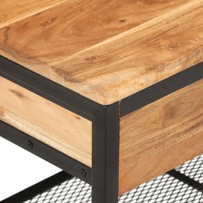 tömör akácfa és vas cipőpad 110 x 35 x 45 cm