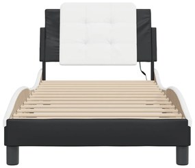 fekete és fehér ágykeret LED-ekkel matrac nélkül Zadar 80 x 200 cm