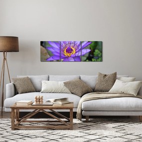 Kép - Lila virág (órával) (90x30 cm)