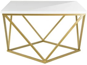 Kávéasztal CURVED 62x62 cm sárgaréz/fehér