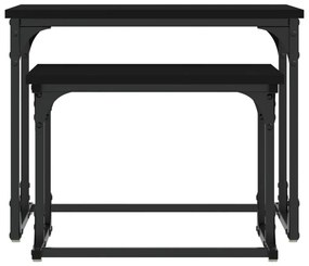 2 db fekete szerelt fa egymásba tolható dohányzóasztal