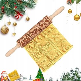 Karácsonyi dombornyomott fa tortahenger 3D mintával