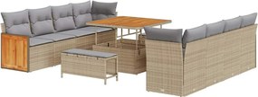 vidaXL Kerti Kanapé Szett 12 pcs Beige és Világosszürke polirattan