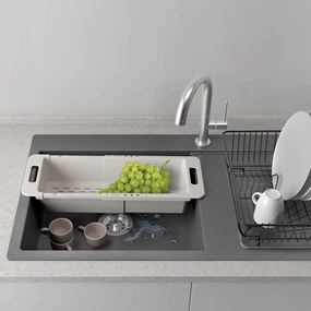 Szürke állítható műanyag teleszkópos csepegtető mosogatóba 52x18 cm – Metaltex