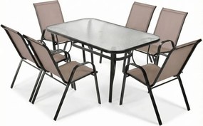Kerti acél étkezőgarnitúra szett BISTRO - barna/fekete vázzal