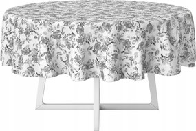 Cerata Abrosz Fehér Szürke Virágok Pillangók Kerek Vastag Kör 140 cm